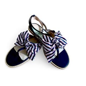 Jack Rogers Midnight Stripe Heidi Bow Sandal. Size 8. Like new!